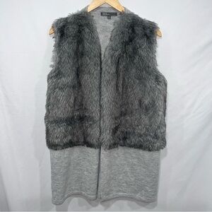 89th & Madison Charcoal Faux Fur Vest